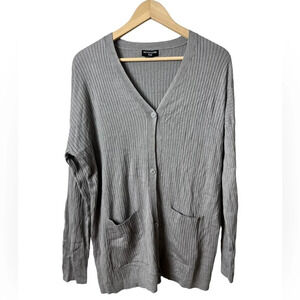 Pretty Little Thing • Plus Gray Ribbed Cardigan